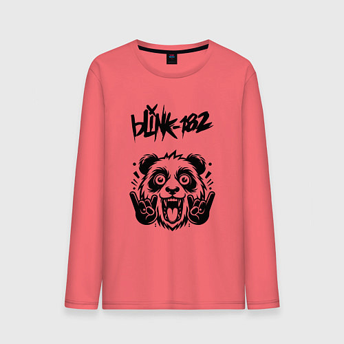 Мужской лонгслив Blink 182 - rock panda / Коралловый – фото 1