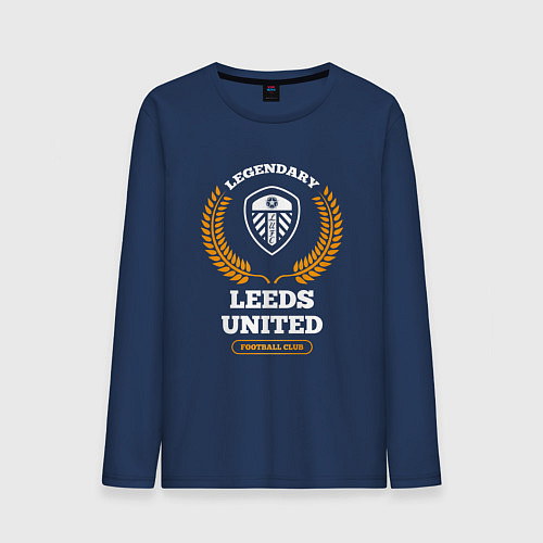 Мужской лонгслив Лого Leeds United и надпись legendary football clu / Тёмно-синий – фото 1