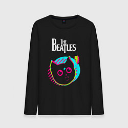 Лонгслив хлопковый мужской The Beatles rock star cat, цвет: черный