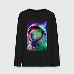 Мужской лонгслив Портрет бравого космонавта - капибара