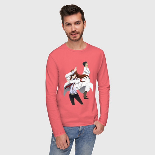 Мужской лонгслив Врата Штейна Ринтаро Курису Макисэ / Коралловый – фото 3