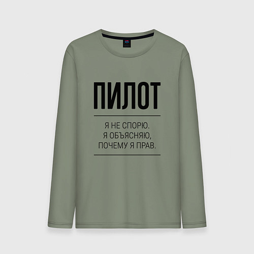 Мужской лонгслив Пилот не спорит / Авокадо – фото 1