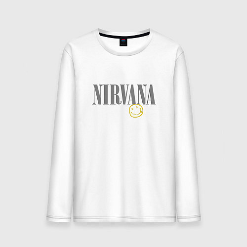 Мужской лонгслив Nirvana logo smile / Белый – фото 1