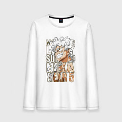 Лонгслив хлопковый мужской Луффи пятый гир, цвет: белый
