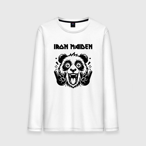 Мужской лонгслив Iron Maiden - rock panda / Белый – фото 1