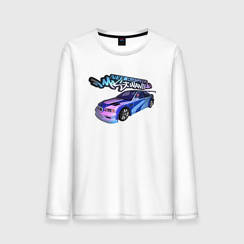 Мужской лонгслив NFS Most Wanted neon bmw / Белый – фото 1