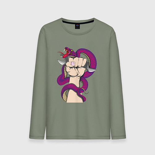 Мужской лонгслив Кобра вьется вокруг руки механика / Авокадо – фото 1