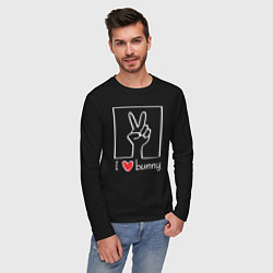 Лонгслив хлопковый мужской I love bunny, цвет: черный — фото 2