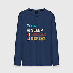 Лонгслив хлопковый мужской Eat sleep roblox repeat art, цвет: тёмно-синий