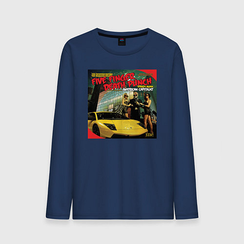 Мужской лонгслив Five finger death punch - American capitalist / Тёмно-синий – фото 1