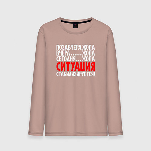 Мужской лонгслив Ситуация - стабилизируется / Пыльно-розовый – фото 1