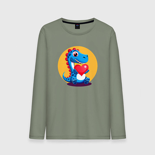 Мужской лонгслив Динозаврик с сердечком / Авокадо – фото 1