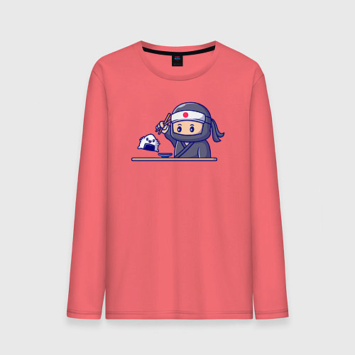 Мужской лонгслив Суши самурай / Коралловый – фото 1