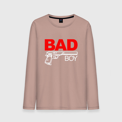 Мужской лонгслив Bad boy - with gun / Пыльно-розовый – фото 1