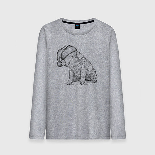 Мужской лонгслив Новогодний поросенок / Меланж – фото 1