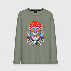 Мужской лонгслив Мифологическая девушка самурай