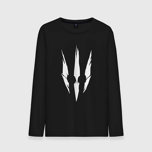Мужской лонгслив Белый логотип дикой охоты из игры Ведьмак 3 / Черный – фото 1