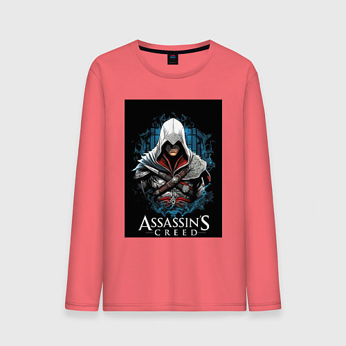 Мужской лонгслив Assassins creed белый костюм / Коралловый – фото 1