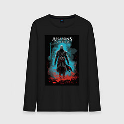 Лонгслив хлопковый мужской Assassins creed тайное проклятье, цвет: черный