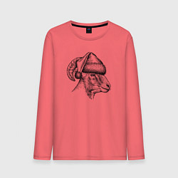 Мужской лонгслив Баран в новогоднем колпаке