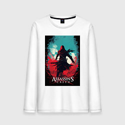 Мужской лонгслив Assassins creed red blue abstract
