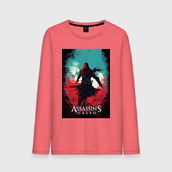 Мужской лонгслив Assassins creed red blue abstract