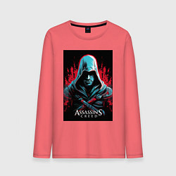 Лонгслив хлопковый мужской Assassins creed классика, цвет: коралловый