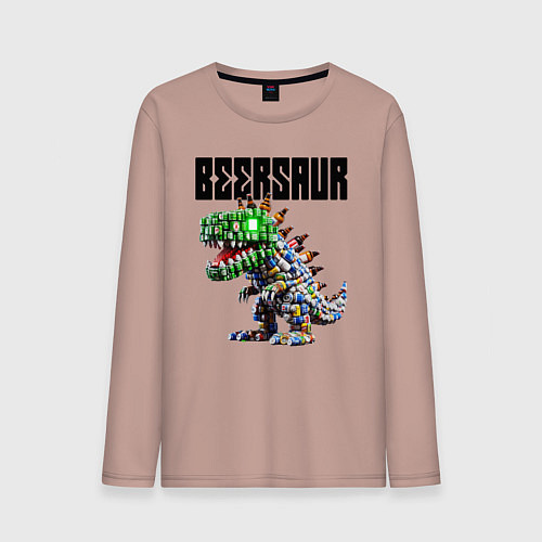 Мужской лонгслив Beersaur - meme ai art / Пыльно-розовый – фото 1