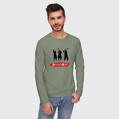 Мужской лонгслив Depeche Mode - Spirit band logos / Авокадо – фото 3