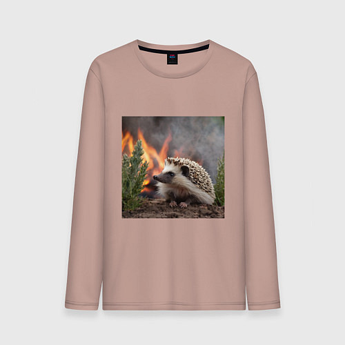 Мужской лонгслив Ёжик в огне / Пыльно-розовый – фото 1