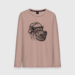 Мужской лонгслив Кабан новогодний