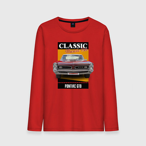 Мужской лонгслив Американский маслкар 60-х Pontiac GTO / Красный – фото 1