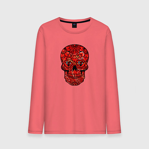 Мужской лонгслив Red decorative skull / Коралловый – фото 1