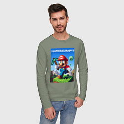 Лонгслив хлопковый мужской Minecraft and Mario - ai art collaboration, цвет: авокадо — фото 2