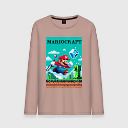 Мужской лонгслив Mario and Minecraft - collaboration pixel art