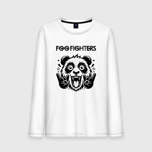 Мужской лонгслив Foo Fighters - rock panda / Белый – фото 1