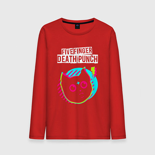 Мужской лонгслив Five Finger Death Punch rock star cat / Красный – фото 1