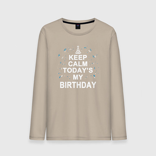 Мужской лонгслив Сегодня мой день рождения / Миндальный – фото 1