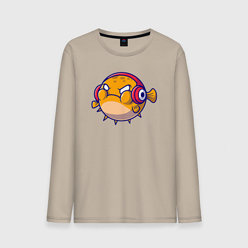 Мужской лонгслив Рыбка пухляш / Миндальный – фото 1