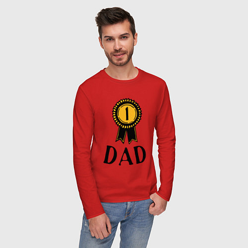 Мужской лонгслив Папаня номер один / Красный – фото 3