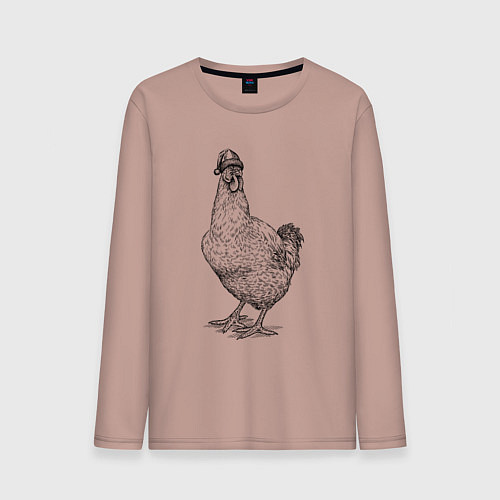 Мужской лонгслив Новогодняя курочка / Пыльно-розовый – фото 1