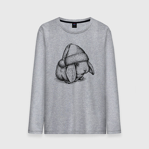 Мужской лонгслив Новогодний зайчишка / Меланж – фото 1