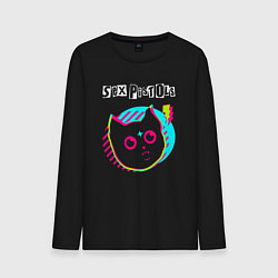 Лонгслив хлопковый мужской Sex Pistols rock star cat, цвет: черный