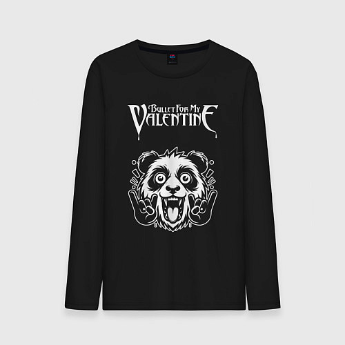 Мужской лонгслив Bullet For My Valentine rock panda / Черный – фото 1