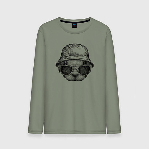 Мужской лонгслив Зайка в панаме и очках / Авокадо – фото 1