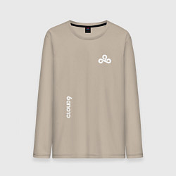 Лонгслив хлопковый мужской Cloud9 - white logo, цвет: миндальный