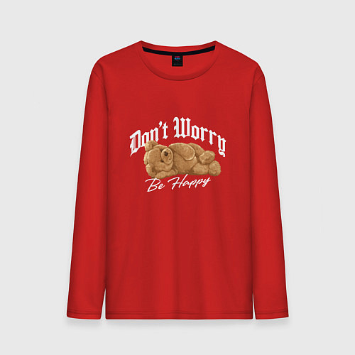 Мужской лонгслив Dont worry be happy y2k / Красный – фото 1