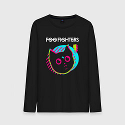 Лонгслив хлопковый мужской Foo Fighters rock star cat, цвет: черный
