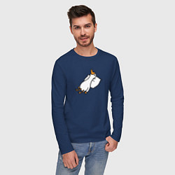 Лонгслив хлопковый мужской Гусь пожалуй поваляюсь, цвет: тёмно-синий — фото 2