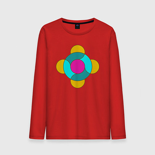 Мужской лонгслив Геометрическая фигура из кругов / Красный – фото 1